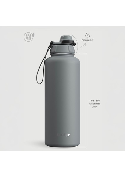 1 Hand Leak-Proof Sızdırmaz Çelik Termos 1500 ml Grey ST-253 indirimleri