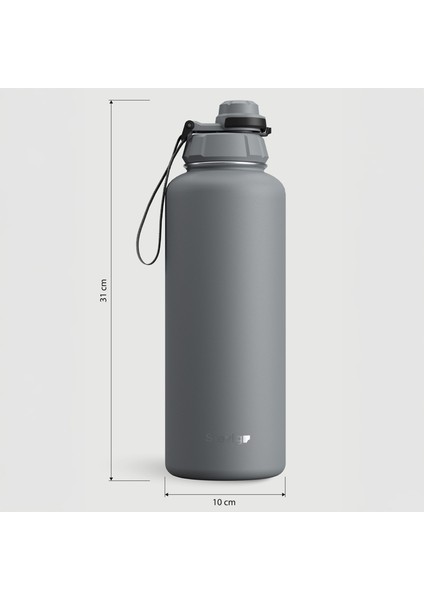 1 Hand Leak-Proof Sızdırmaz Çelik Termos 1500 ml Grey ST-253