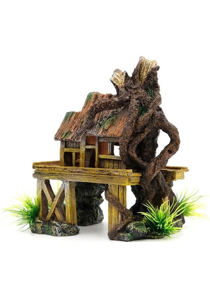 Akvaryum Dekorasyon Yapay Balık Sürüngen Evi Sığınak Balık Tankı Peyzaj Reçine Binası Süsler Dekor (Yurt Dışından)