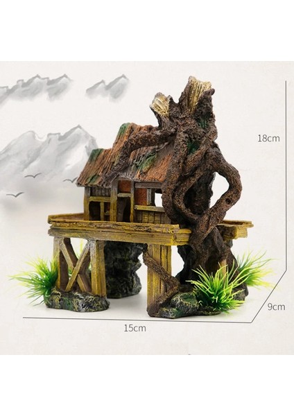 Akvaryum Dekorasyon Yapay Balık Sürüngen Evi Sığınak Balık Tankı Peyzaj Reçine Binası Süsler Dekor (Yurt Dışından) fiyatları