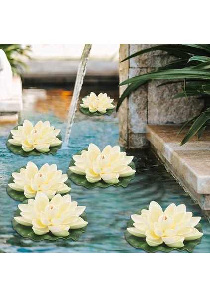 6pcs Yapay Yüzen Köpük Lotus Çiçekleri, Su Lily Pad Süsleri ile Fildişi Beyaz, Veranda Koi Gölet Havuz Akvaryumu Ev Bahçesi Düğün Özel Etkinlik Dekorasyonu Için (Yurt Dışından) modelleri