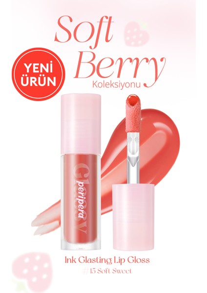 Dudaklara Dolgun ve Işıltılı Görünüm Sunan Gloss Perıpera Ink Glasting Lip Gloss (15 Soft Sweet)