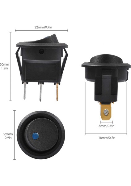 Adet 12V 20A Salıncaklı Geçiş LED Anahtarı Mavi Işık Spst Açma-Kapama Kontrolü (Yurt Dışından) fiyatları