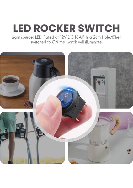 4 x 12V LED Aydınlatmalı Açma-Kapama Düğmesi Spst Anahtarlı Gösterge Paneli Lambası (Yurt Dışından) fırsatları