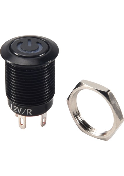 12V 2A 9,5 mm LED Metal Kapaklı Anlık Güç Düğmesi Anahtarı, Kırmızı (Yurt Dışından)