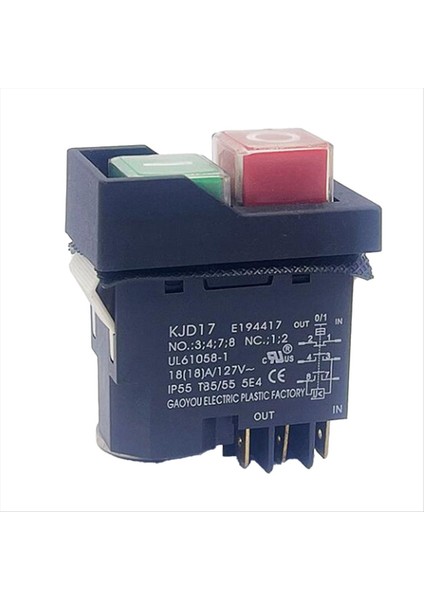 KJD17 6 Pıns Elektromanyetik Başlatma Itme Düğmesi Anahtarları 18A AC127V IP55 Su Geçirmez Ekipman Güvenlik Anahtarı (Yurt Dışından)