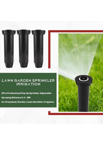 8pcs Profesyonel Pop -Up Sprinkler Otlak/bahçe/çim Sprinkler Sulama Için 3 - 6m Olarak Ayarlanabilir Püskürtme Mesafesi (Yurt Dışından) fırsatları