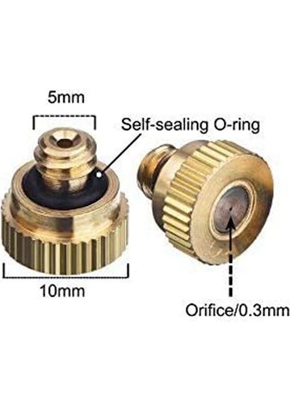 20 Paket Pirinç Sisli Nozullar Tees, Toz Kontrol Sisi Nozul Fıskiyesi Dış Mekan Soğutma Sistemi Için 0.3 mm (Yurt Dışından) fırsatları