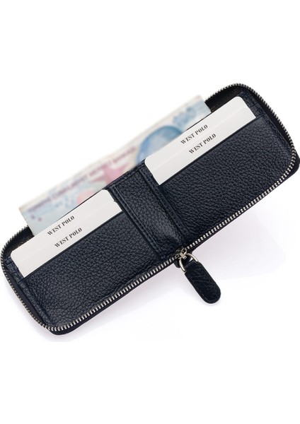 Mira Hakiki Deri Unisex Cüzdan, Kartlık - Lacivert modelleri