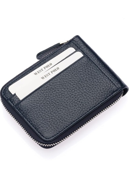 Mira Hakiki Deri Unisex Cüzdan, Kartlık - Lacivert fırsatları