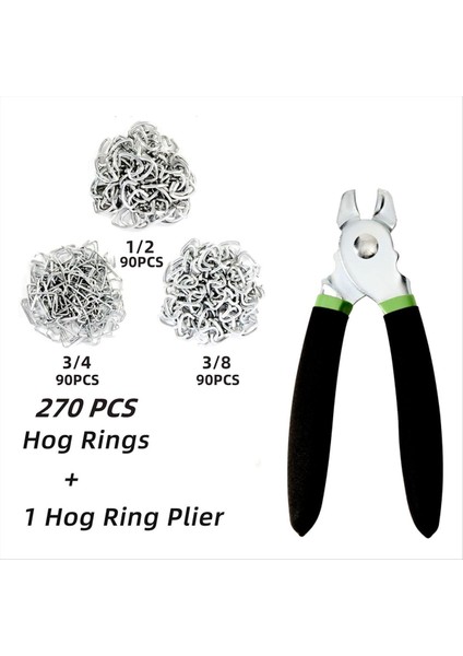 270PCS 3/4in 1/2 Inç 3/8in Galvanizli Çelik Domuz Halkaları, Dıy Zanaat ve Torbalama Için Domuz Halka Pensesi ile Domuz Halka Pensesi Kiti (Yurt Dışından) indirimleri
