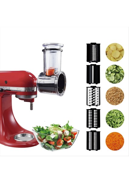 Kitchenaid Stand Mikseri Için 5 Bıçaklı Sebze Dilimleyici ve Salata Yapıcı ile Paslanmaz Çelik Dilimleyici/parçalayıcı Aparatı (Yurt Dışından) modelleri