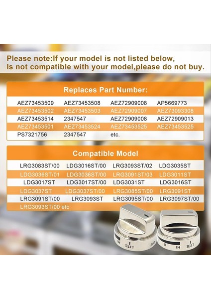 AEZ73453509 Fırın Aralığı Soba Topuzu Düzeneği Evrensel Soba Düğmeleri Değiştirmeleri Için Yedek AEZ72909008 AP5669773 (Yurt Dışından) fırsatları