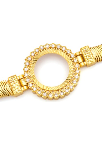 Altın Kaplama İmitasyon Zirkon Taşlı İşlemeli İtalyan Çeyrek Çerçeve Bileklik BLK-1167 modelleri