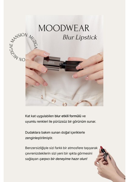 Pürüzsüz Görünüm Sunan Kadifemsi Ruj MUZIGAE MANSION Moodwear Blur Lipstick (005 Babe)