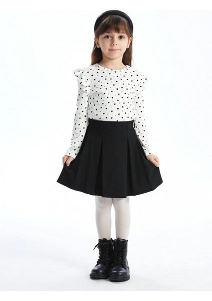 Lcw Kids Ekru Bisiklet Yaka Uzun Kollu Baskılı Kız Çocuk Tişört fiyatları