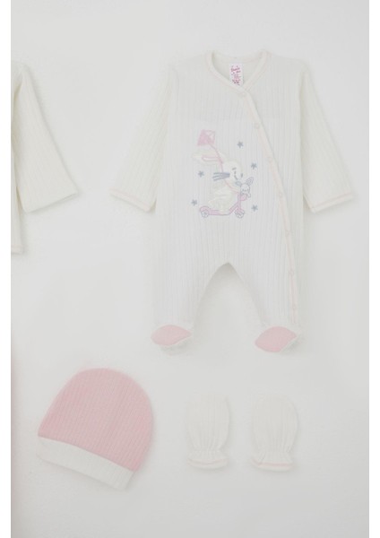 Kız Bebek Hastane Çıkışı 8 Li Scooter Perisi Uçurtma Uçuran Tavşancık Nakışlı 0-3 Ay, Beyaz fırsatları