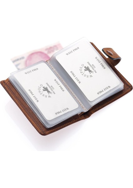 Hakiki Eskitme Deri Kağıt Para ve Bol Kart Bölmeli Patlı Unisex Kartlık Cüzdan - G2 Taba modelleri
