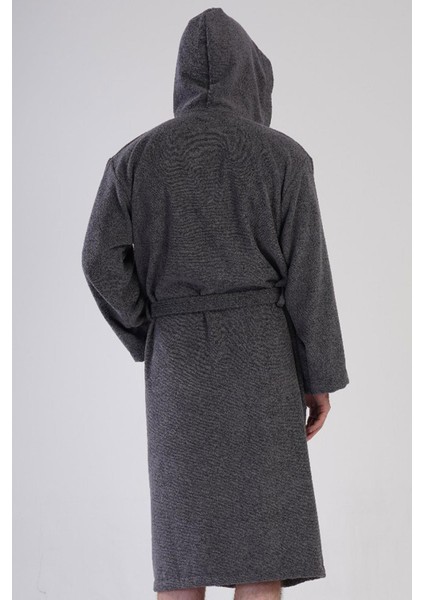 Erkek Kapüşonlu Koyu Gri Bornoz – Havlu Dokulu, Cepli, Kuşaklı C4T6N7161 fırsatları