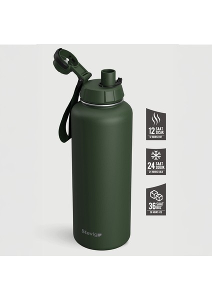 1 Hand Leak-Proof Sızdırmaz Çelik Termos 1500 ml Green ST-252 fiyatları