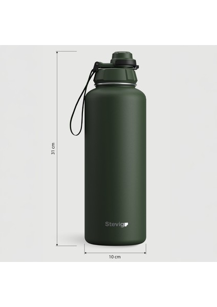 1 Hand Leak-Proof Sızdırmaz Çelik Termos 1500 ml Green ST-252