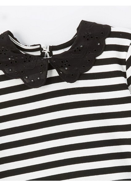Lcw Kids Siyah Bebe Yaka Çizgili Kız Çocuk Tişört fiyatları