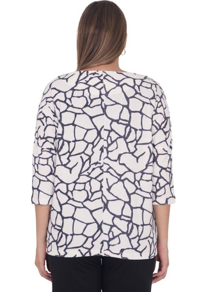 Büyük Beden Kırmızı Çiçek Motifli Kışlık Kapri Kol Bluz modelleri