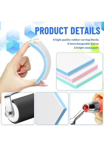 6pcs 4 Inç x 2.4 Inç Kauçuk Oyma Bloklar, Linolum Blok Damga Yapma Kiti Yeni Başlayanlar Için Dıy Damga Yapımı (Yurt Dışından) fırsatları