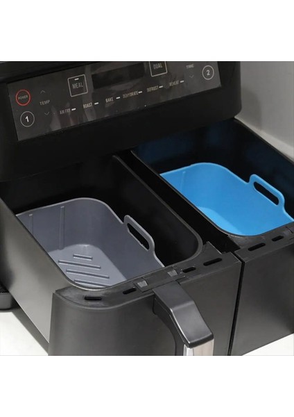 Hava Fritöz Silikon Pot Yeniden Kullanılabilir Kare Isıya Dayanıklı Kase Taşınabilir Fırın Pişirme Tepsisi Pizza Kızarmış Tavuk Izgara Tavası (Yurt Dışından) fırsatları