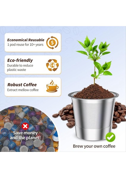 Geri Dönüşümlü Kahve Kapsüllü Kahve Makinesi / Filtre Ekranlı Paslanmaz Çelik Tek Delikli Kahve Makinesi Kahve Kapsüllü Bardak (Yurt Dışından) fırsatları