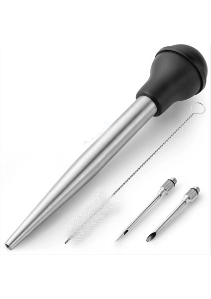 Hindi Baster Pişirme Için Gıda Sınıfı Metal Hindi Baster Şırıngası Et Barbekü Sos Tüpü Çıkarılabilir Iğneler ile (Yurt Dışından)