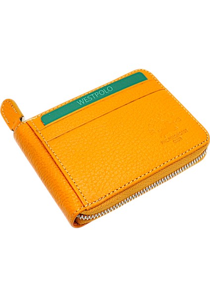 Mira Hakiki Deri Unisex Cüzdan, Kartlık - Hardal fiyatları