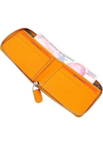 Mira Hakiki Deri Unisex Cüzdan, Kartlık - Hardal modelleri