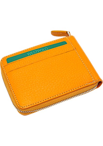 Mira Hakiki Deri Unisex Cüzdan, Kartlık - Hardal fırsatları