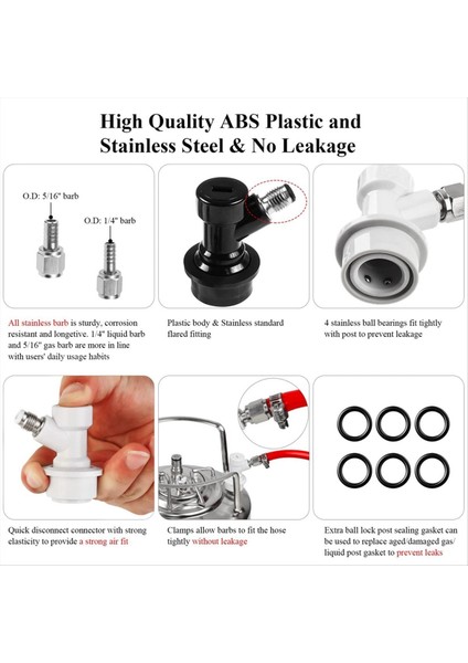 Ball Lock Fıçı Direği Hızlı Bağlantı Seti, Corny Fıçı Bağlantı Parçaları, Ev Yapımı Paslanmaz Çelik Corny Fıçı Direği 19/32-18 Dişi Dişli (Yurt Dışından) modelleri