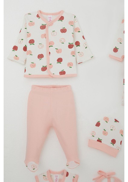 Kız Bebek Hastane Çıkışı 8 Li Sevimli Minik Elma Desenli 0-3 Ay, Ekru modelleri