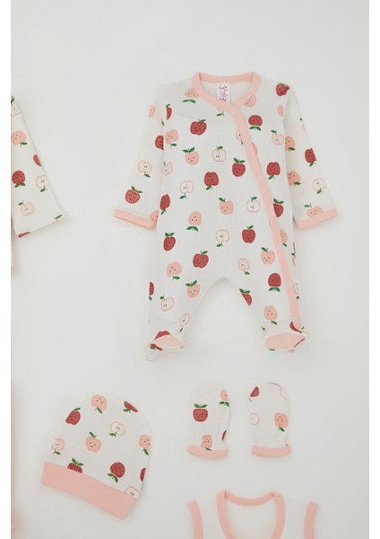 Kız Bebek Hastane Çıkışı 8 Li Sevimli Minik Elma Desenli 0-3 Ay, Ekru fırsatları