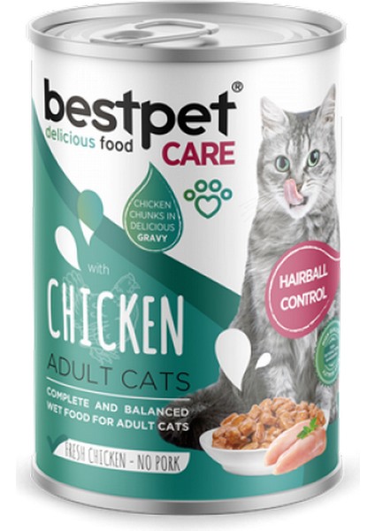 Mtxdpn Bestpet 400 gr x 12 Adet Yetişkin Kediler Için Tüy Yumağı Kontrolü Sağlayan Tavuk Eti Parçalı ve Soslu Mama