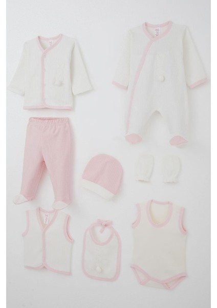 Kız Bebek Hastane Çıkışı 8 Li Ponponlu Tavşancık Nakışlı 0-3 Ay, Beyaz fiyatları