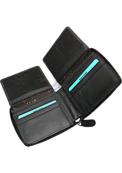 Unisex Kağıt Para ve Bozuk Para Bölmeli Hakiki Eskitme Deri Cüzdan Kartlık - Antrasit fırsatları