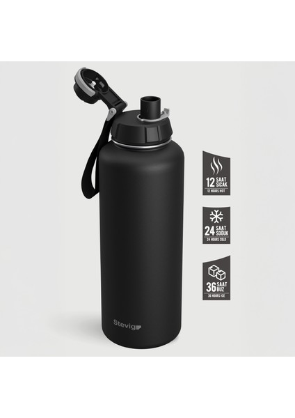 1 Hand Leak-Proof Sızdırmaz Çelik Termos 1500 ml Black ST-235 fiyatları