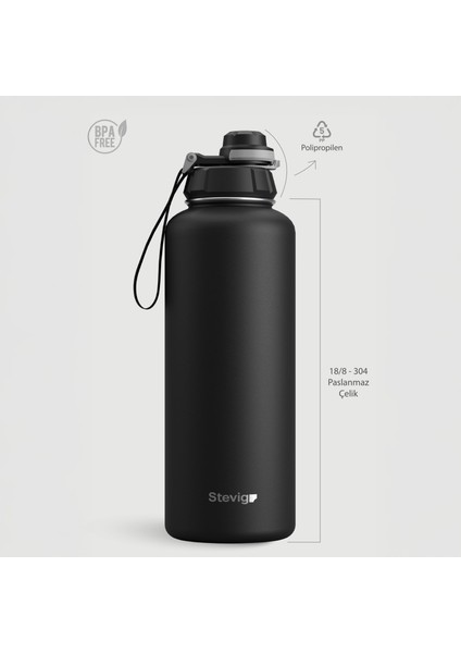 1 Hand Leak-Proof Sızdırmaz Çelik Termos 1500 ml Black ST-235 indirimleri