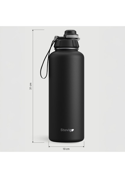 1 Hand Leak-Proof Sızdırmaz Çelik Termos 1500 ml Black ST-235