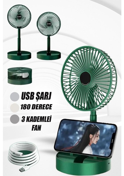 Mft Masaüstü Fan Vantilatör Teleskopik Şarjlı Katlanabilir Taşınabilir 3 Kademe Yeşil Soğutucu. fiyatları