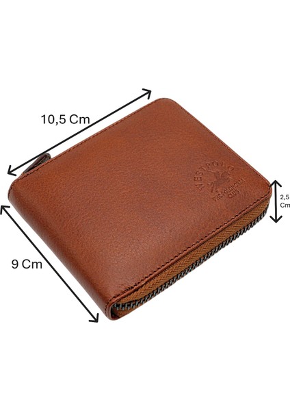 Unisex Kağıt Para ve Bol Kart Bölmeli Hakiki Deri Cüzdan Kartlık - Taba