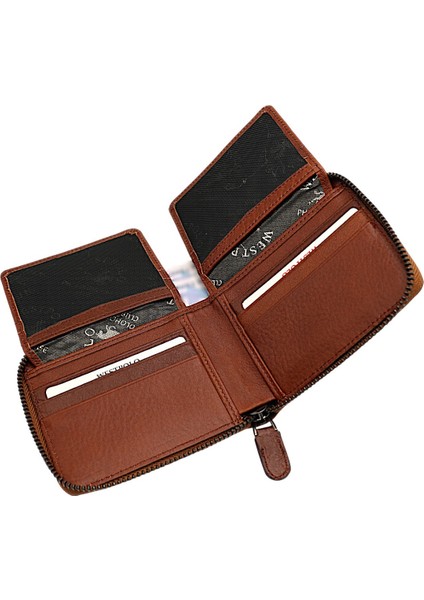 Unisex Kağıt Para ve Bol Kart Bölmeli Hakiki Deri Cüzdan Kartlık - Taba fırsatları