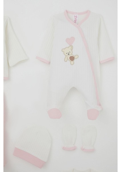 Kız Bebek Hastane Çıkışı 8 Li Bebek Ayıcık Nakışlı Kalpli 0-3 Ay, Beyaz fırsatları