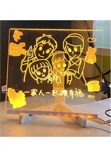 LED Işıklı Şeffaf Yazı ve Çizim Panosu | 7 Renk Kalemli, Silinebilir Akrilik Mesaj Tahtası (30X20 Cm) fiyatları