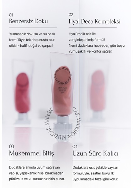 Hyalüronik Asit İçerikli, Nemlendirici ve Kalıcı Tint MUZIGAE MANSION Objet Water (001 Signature)