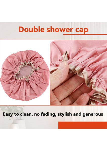 Çift Katmanlı Duş Şapkası Kadınların Su Geçirmez Şapka Banyo Uzun Saç Banyo Başlık Saç Örtüsü Yağ Kuru Saç Kapağı Pembe (Yurt Dışından) indirimleri